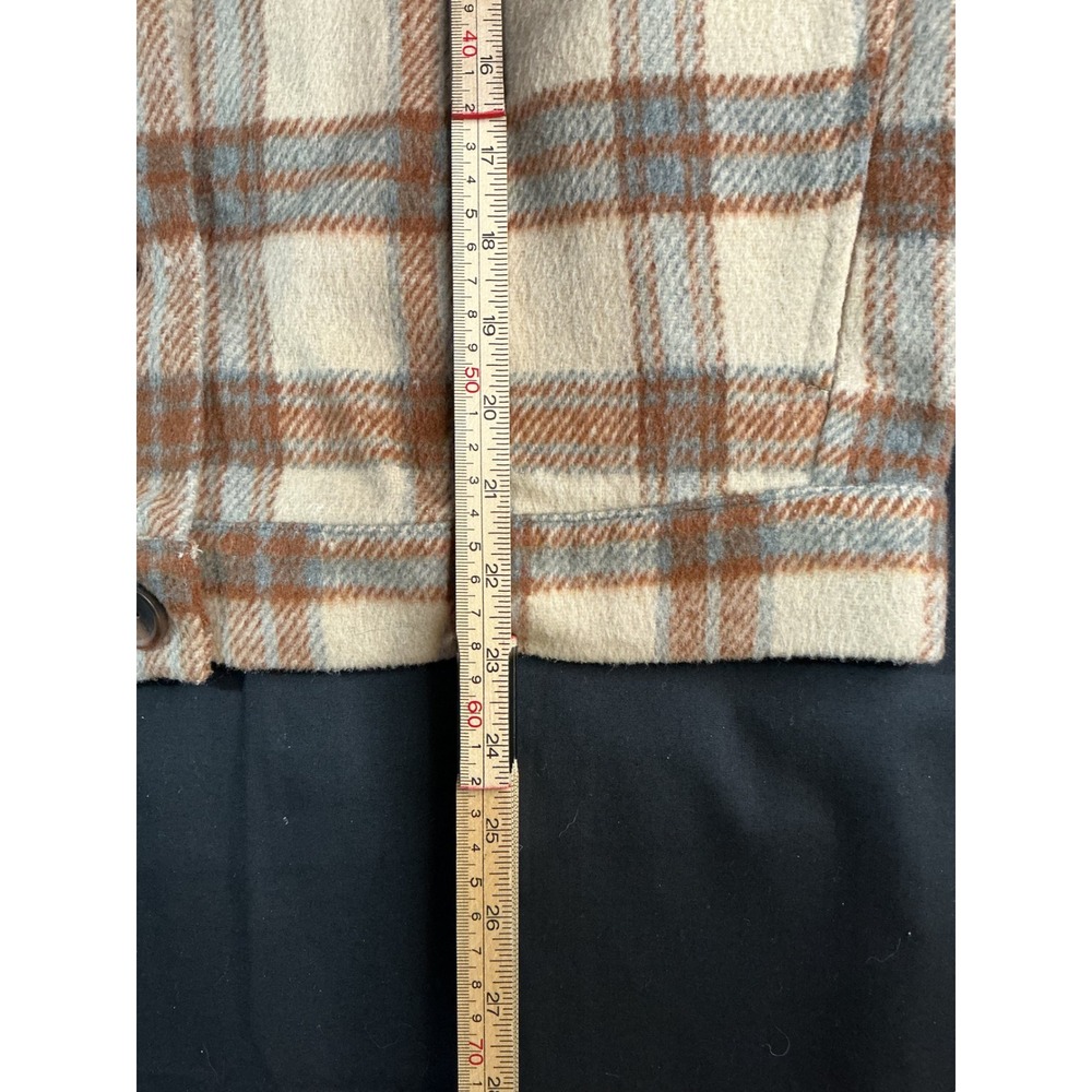 Staccato Womens Plaid Button Up Shacket Shirt Jacket Cream Rust Small - Picture 4 of 9